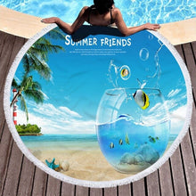 Load image into Gallery viewer, Fresh Lemon Microfiber Round Beach Towel Fruit Shower Bath Towels Summer Swimming Circle Mat Towel With Tassels
