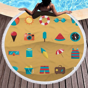 Fresh Lemon Microfiber Round Beach Towel Fruit Shower Bath Towels Summer Swimming Circle Mat Towel With Tassels
