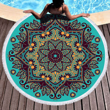 Load image into Gallery viewer, Mandala Geometric Round Beach Towel Tassels Bohemia Microfiber Bath Shower Towel For Adults Picnic Yoga Mat Blanket Cover Up
