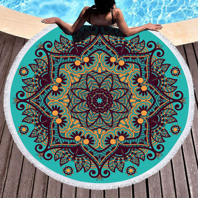 Mandala Geometric Round Beach Towel Tassels Bohemia Microfiber Bath Shower Towel For Adults Picnic Yoga Mat Blanket Cover Up