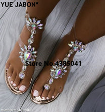 Load image into Gallery viewer, Shoes woman sandals women Rhinestones Chains Flat Sandals Thong Crystal Flip Flops sandals gladiator sandals 43 free ship