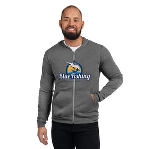 Blue Fishing Sweater Unisex zip hoodie