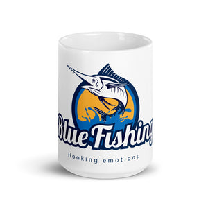 Blue Fishing White Glossy Mug